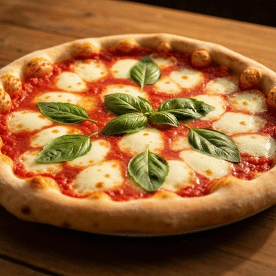 Delicious Neapolitan pizza with fresh ingredients, ready to be served